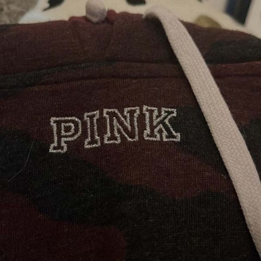 Pink Vs camouflage red bling sequin Sherpa Hoodie hooded sweatshirt jacket Large - Picture 6 of 7